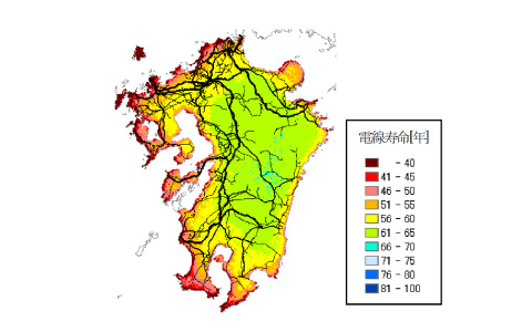 電線余寿命推定マップ イメージ画像